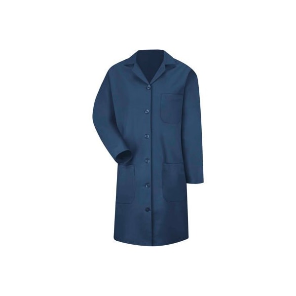 Red Kap Women's Button Front Lab Coat, Navy, Poly/Combed Cotton, XL